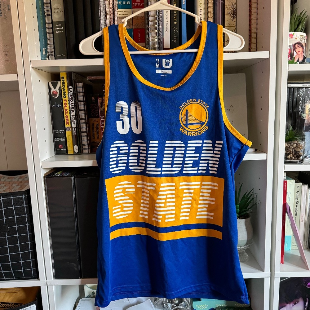 Golden State Warriors Steph Curry blue and yellow tank top